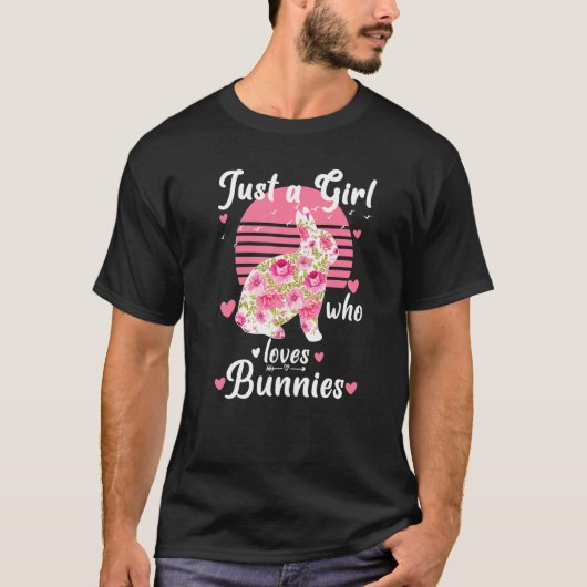 Gewoon een meisje dat van Bunnies houdt, die vrouw T-shirt (Voorkant)