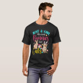 Gewoon een meisje dat van Bunnies houdt en kattenb T-shirt (Voorkant volledig)
