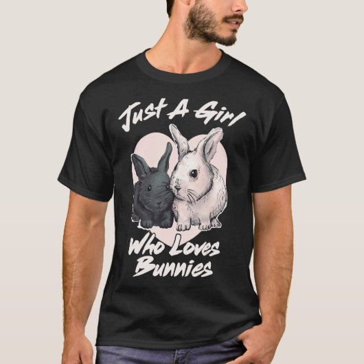 Gewoon een meisje dat van Bunnies houdt, konijnenb T-shirt (Voorkant)