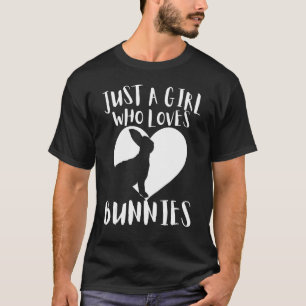 Gewoon een meisje dat van Bunnies konijnenwit houd T-shirt