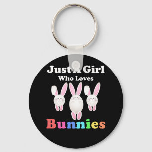 Gewoon een meisje dat van Bunnies Rabbit Pasen hou Sleutelhanger