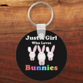 Gewoon een meisje dat van Bunnies Rabbit Pasen hou Sleutelhanger (Voorkant)