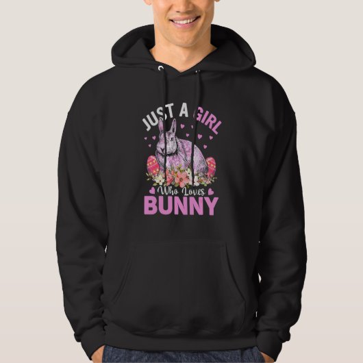 Gewoon een meisje dat van Bunny Eggs Floral Flower Hoodie (Voorkant)