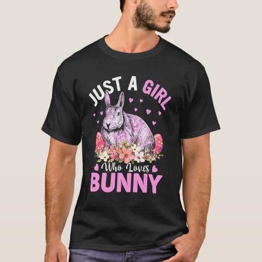 Gewoon een meisje dat van Bunny Eggs Floral Flower T-shirt (Voorkant)
