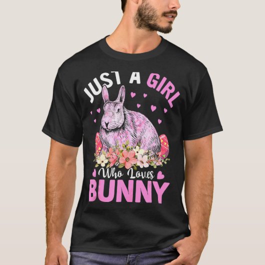 Gewoon een meisje dat van Bunny Eggs Floral Flower T-shirt (Voorkant)