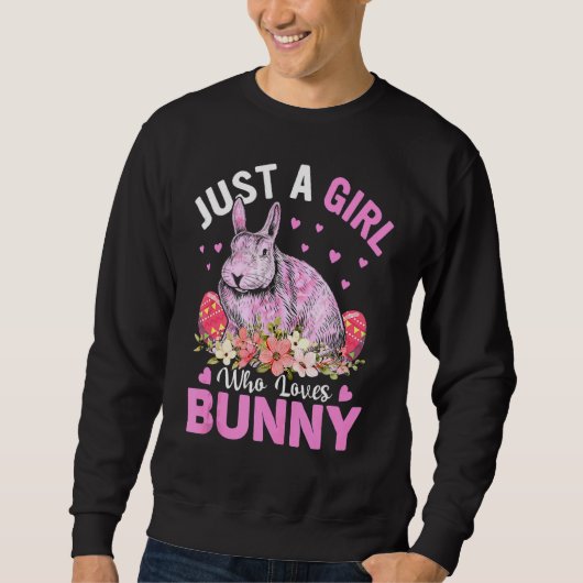 Gewoon een meisje dat van Bunny Eggs Floral Flower Trui (Voorkant)