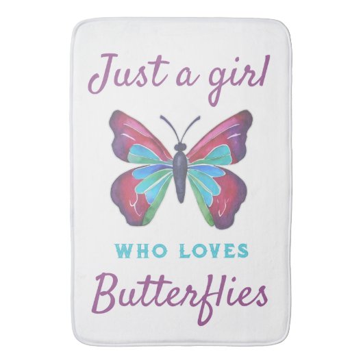 Gewoon een meisje dat van Butterflies houdt Badmat (Voorkant Verticaal)