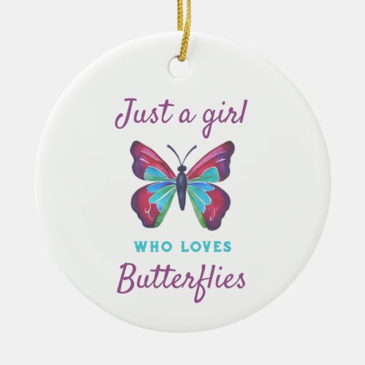 Gewoon een meisje dat van Butterflies houdt Keramisch Ornament (Voorkant)