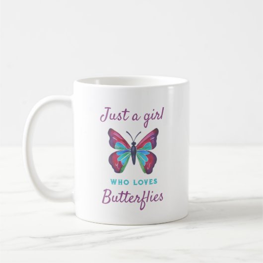 Gewoon een meisje dat van Butterflies houdt Koffiemok (Links)