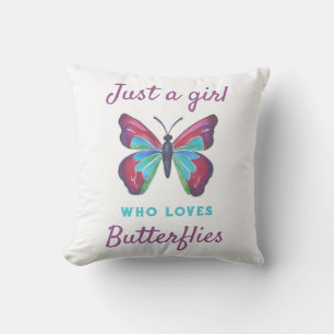 Gewoon een meisje dat van Butterflies houdt Kussen