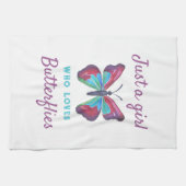 Gewoon een meisje dat van Butterflies houdt Theedoek (Horizontaal)