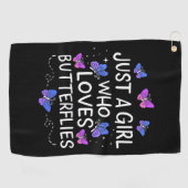 Gewoon een meisje dat van Butterfly houdt Golfhanddoek (Horizontaal)