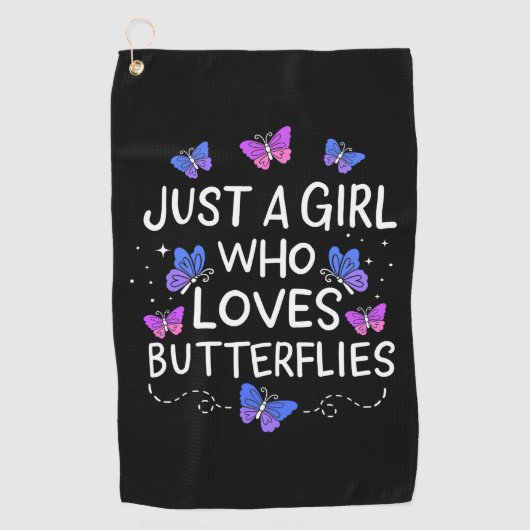 Gewoon een meisje dat van Butterfly houdt Golfhanddoek (Voorkant)