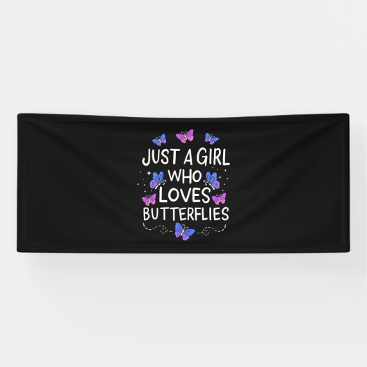 Gewoon een meisje dat van Butterfly houdt Spandoek (Horizontaal)