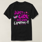 Gewoon een meisje dat van Camping houdt T-shirt (Design voorkant)