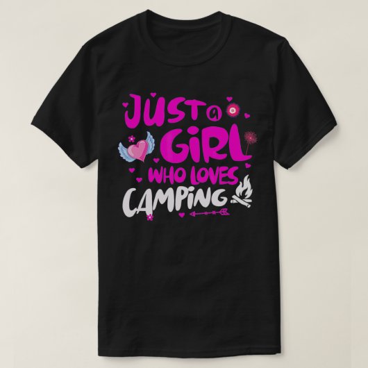 Gewoon een meisje dat van Camping houdt T-shirt (Design voorkant)