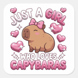 Gewoon een meisje dat van capibara's houdt vierkante sticker