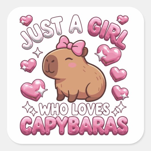 Gewoon een meisje dat van capibara's houdt vierkante sticker (Voorkant)