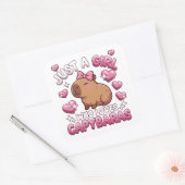 Gewoon een meisje dat van capibara's houdt vierkante sticker (Envelop)
