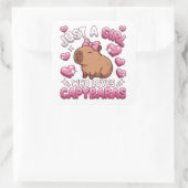 Gewoon een meisje dat van capibara's houdt vierkante sticker (Tas)