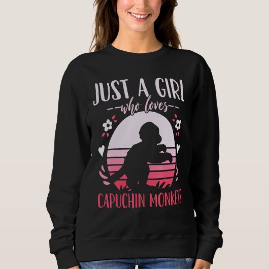Gewoon een meisje dat van Capuchin Monkeys Retro 1 Trui (Voorkant)