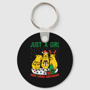Gewoon een meisje dat van capybara kerst lief capy sleutelhanger