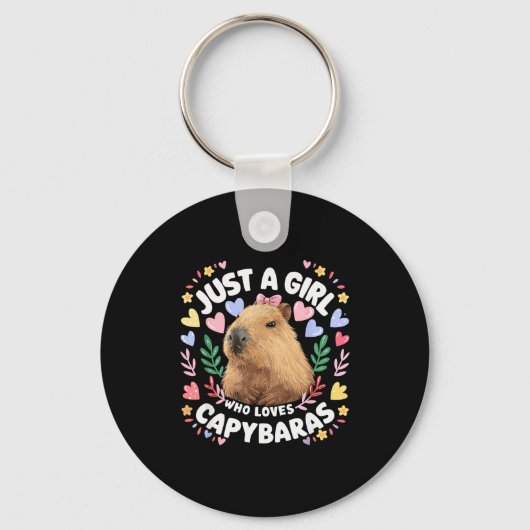 Gewoon Een Meisje Dat Van Capybaras Houdt Cute Cap Sleutelhanger (Voorkant)
