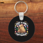 Gewoon Een Meisje Dat Van Capybaras Houdt Cute Cap Sleutelhanger (Voorkant)