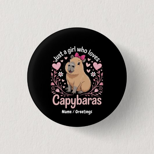 Gewoon een meisje dat van Capybaras houdt Grappig Ronde Button 3,2 Cm (Voorkant)