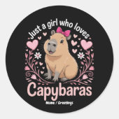 Gewoon een meisje dat van Capybaras houdt Grappig  Ronde Sticker (Voorkant)