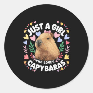 Gewoon Een Meisje Dat Van Capybaras Houdt Schattig Ronde Sticker