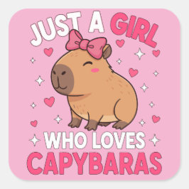 Gewoon een meisje dat van Capybaras houdt Vierkante Sticker