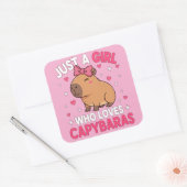 Gewoon een meisje dat van Capybaras houdt Vierkante Sticker (Envelop)