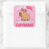 Gewoon een meisje dat van Capybaras houdt Vierkante Sticker (Tas)