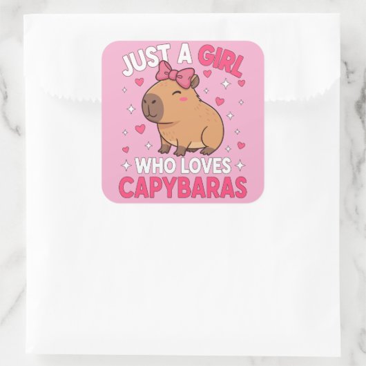 Gewoon een meisje dat van Capybaras houdt Vierkante Sticker (Tas)