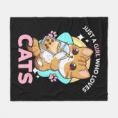 Gewoon een meisje dat van Cats Boba Bubble Milk Te Fleece Deken (Voorkant (Horizontaal))