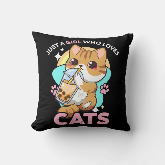 Gewoon een meisje dat van Cats Boba Bubble Milk Te Kussen (Voorkant)