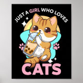 Gewoon een meisje dat van Cats Boba Bubble Milk Te Poster (Voorkant)