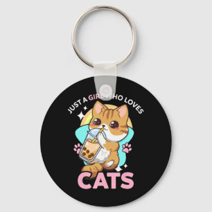 Gewoon een meisje dat van Cats Boba Bubble Milk Te Sleutelhanger