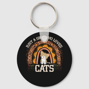 Gewoon een meisje dat van Cats Boho Rainbow Cat Lo Sleutelhanger