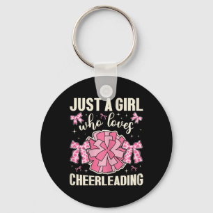 Gewoon een meisje dat van cheerleading koeiendruk sleutelhanger