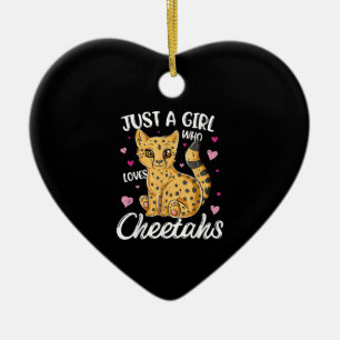 Gewoon een meisje dat van Cheetahs houdt   Heart C Keramisch Ornament
