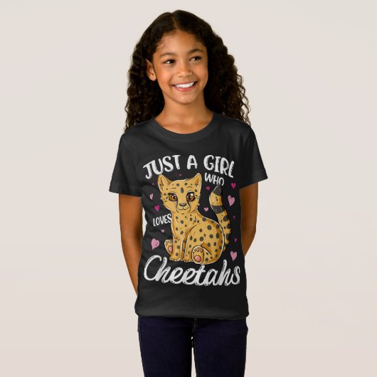 Gewoon een meisje dat van Cheetahs houdt | Heart C T-shirt (Voorkant volledig)