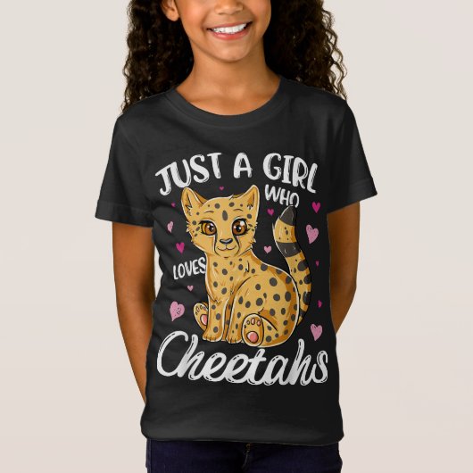 Gewoon een meisje dat van Cheetahs houdt | Heart C T-shirt (Voorkant)