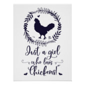 Gewoon een meisje dat van Chickens Silhouette houd Perfect Poster (Voorkant)
