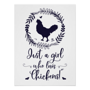 Gewoon een meisje dat van Chickens Silhouette houd Perfect Poster