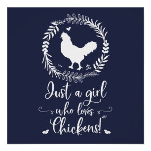 Gewoon een meisje dat van Chickens Silhouette houd Perfect Poster