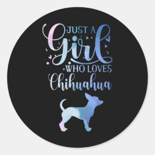 Gewoon een meisje dat van Chihuahua Dog houdt. Ronde Sticker