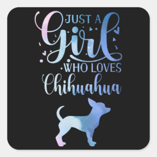 Gewoon een meisje dat van Chihuahua Dog houdt. Vierkante Sticker