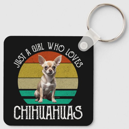 Gewoon een meisje dat van Chihuahuas houdt Sleutelhanger (Achterkant)